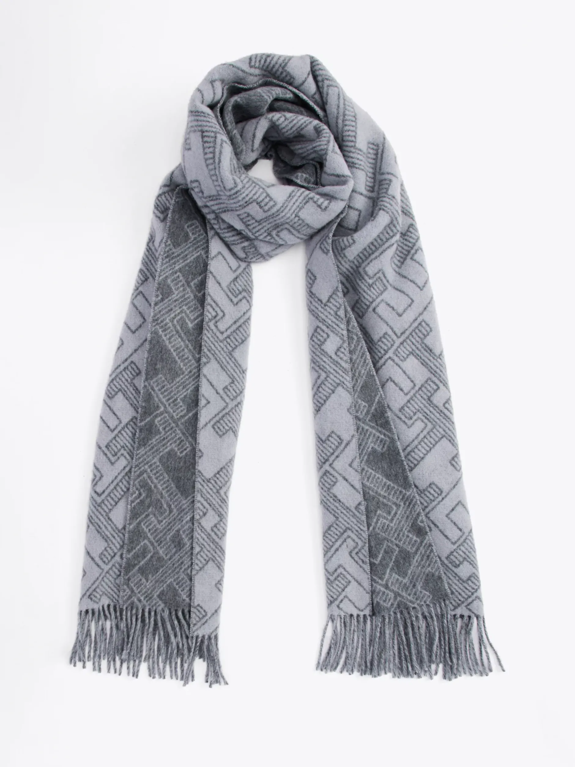 Szaliki|Szaliki*Tommy Hilfiger Szal Z Czystej Wełny Z Monogramem TH MID GREY MELANGE