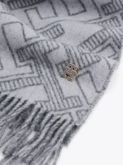 Szaliki|Szaliki*Tommy Hilfiger Szal Z Czystej Wełny Z Monogramem TH MID GREY MELANGE