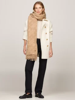 Szaliki|Szaliki*Tommy Hilfiger Szal Z Czystej Wełny Z Monogramem TH CAMEL