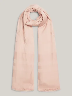 Szaliki|Szaliki*Tommy Hilfiger Szal Z Frędzlami I Monogramem TH PINK BLOOM