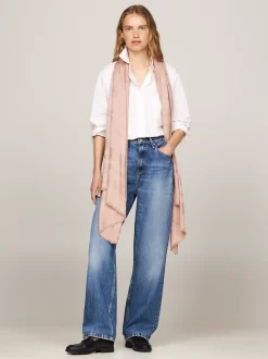 Szaliki|Szaliki*Tommy Hilfiger Szal Z Frędzlami I Monogramem TH PINK BLOOM