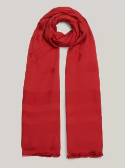 Szaliki|Szaliki*Tommy Hilfiger Szal Z Frędzlami I Monogramem TH DARK MAGMA