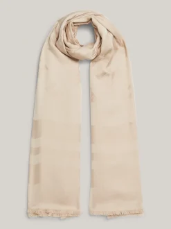 Szaliki|Szaliki*Tommy Hilfiger Szal Z Lekkiej Tkaniny Z Monogramem TH CLASSIC BEIGE