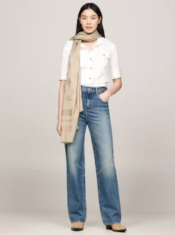 Szaliki|Szaliki*Tommy Hilfiger Szal Z Lekkiej Tkaniny Z Monogramem TH CLASSIC BEIGE