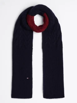 Czapki I Szaliki*Tommy Hilfiger Szalik Z Blokami Kolorów I Flagą Hilfiger SPACE BLUE