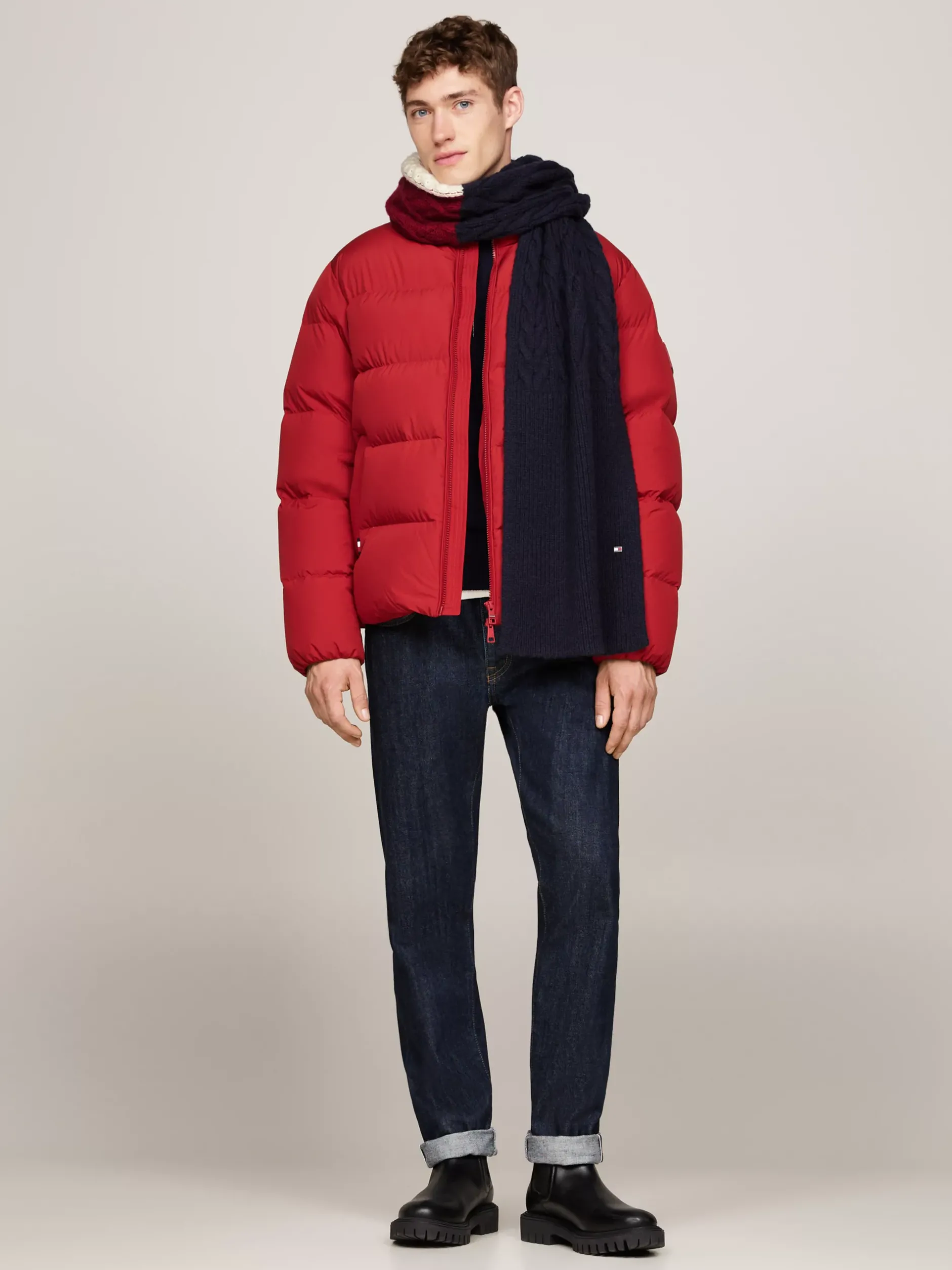 Czapki I Szaliki*Tommy Hilfiger Szalik Z Blokami Kolorów I Flagą Hilfiger SPACE BLUE