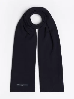 Czapki I Szaliki*Tommy Hilfiger Szalik Z Dzianiny O Drobnym Splocie SPACE BLUE
