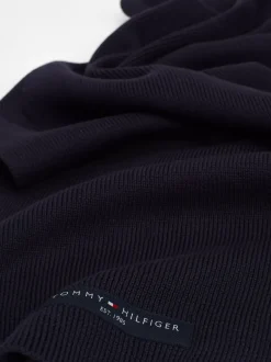 Czapki I Szaliki*Tommy Hilfiger Szalik Z Dzianiny O Drobnym Splocie SPACE BLUE