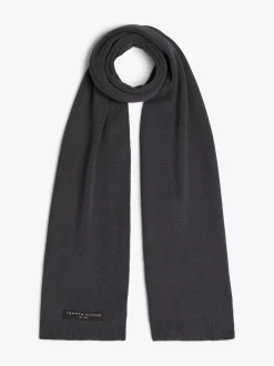 Czapki I Szaliki*Tommy Hilfiger Szalik Z Dzianiny O Drobnym Splocie DARK GREY