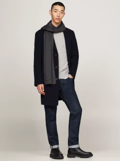 Czapki I Szaliki*Tommy Hilfiger Szalik Z Dzianiny O Drobnym Splocie DARK GREY