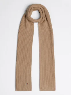 Czapki I Szaliki*Tommy Hilfiger Szalik Z Haftem Z Flagą Hilfiger BEIGE