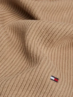 Czapki I Szaliki*Tommy Hilfiger Szalik Z Haftem Z Flagą Hilfiger BEIGE
