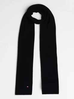 Czapki I Szaliki*Tommy Hilfiger Szalik Z Haftem Z Flagą Hilfiger BLACK