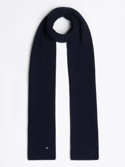 Czapki I Szaliki*Tommy Hilfiger Szalik Z Haftem Z Flagą Hilfiger SPACE BLUE