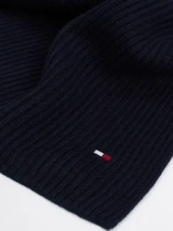 Czapki I Szaliki*Tommy Hilfiger Szalik Z Haftem Z Flagą Hilfiger SPACE BLUE