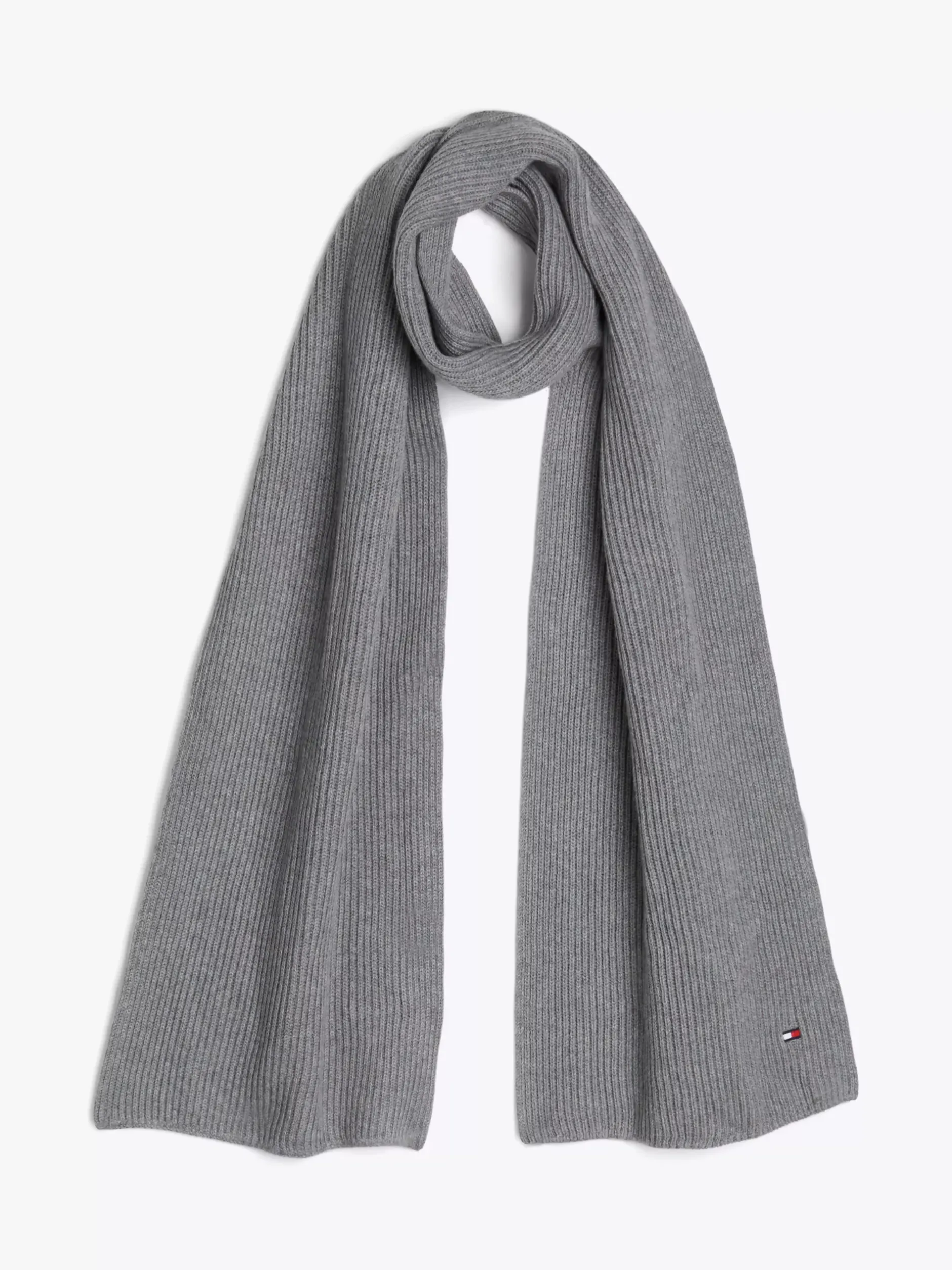 Czapki I Szaliki*Tommy Hilfiger Szalik Z Haftem Z Flagą Hilfiger MID GREY HEATHER