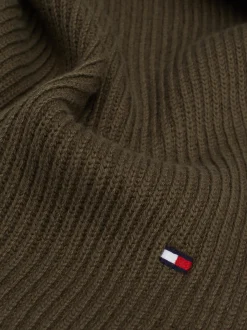 Czapki I Szaliki*Tommy Hilfiger Szalik Z Haftem Z Flagą Hilfiger ARMY GREEN