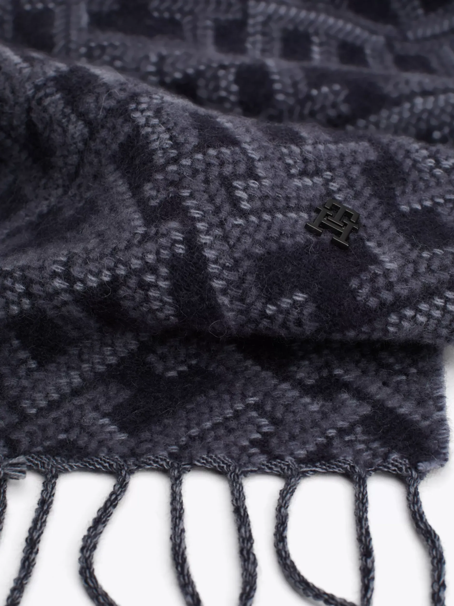 Czapki I Szaliki*Tommy Hilfiger Szalik Z Monogramem TH BLACK