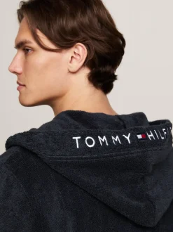 Stroje Domowe*Tommy Hilfiger Szlafrok TH Original Z Kapturem DESERT SKY