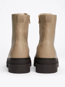 Sznurowane Botki|Botki*Tommy Hilfiger Sznurowane Botki Skórzane Nad Kostkę BEIGE