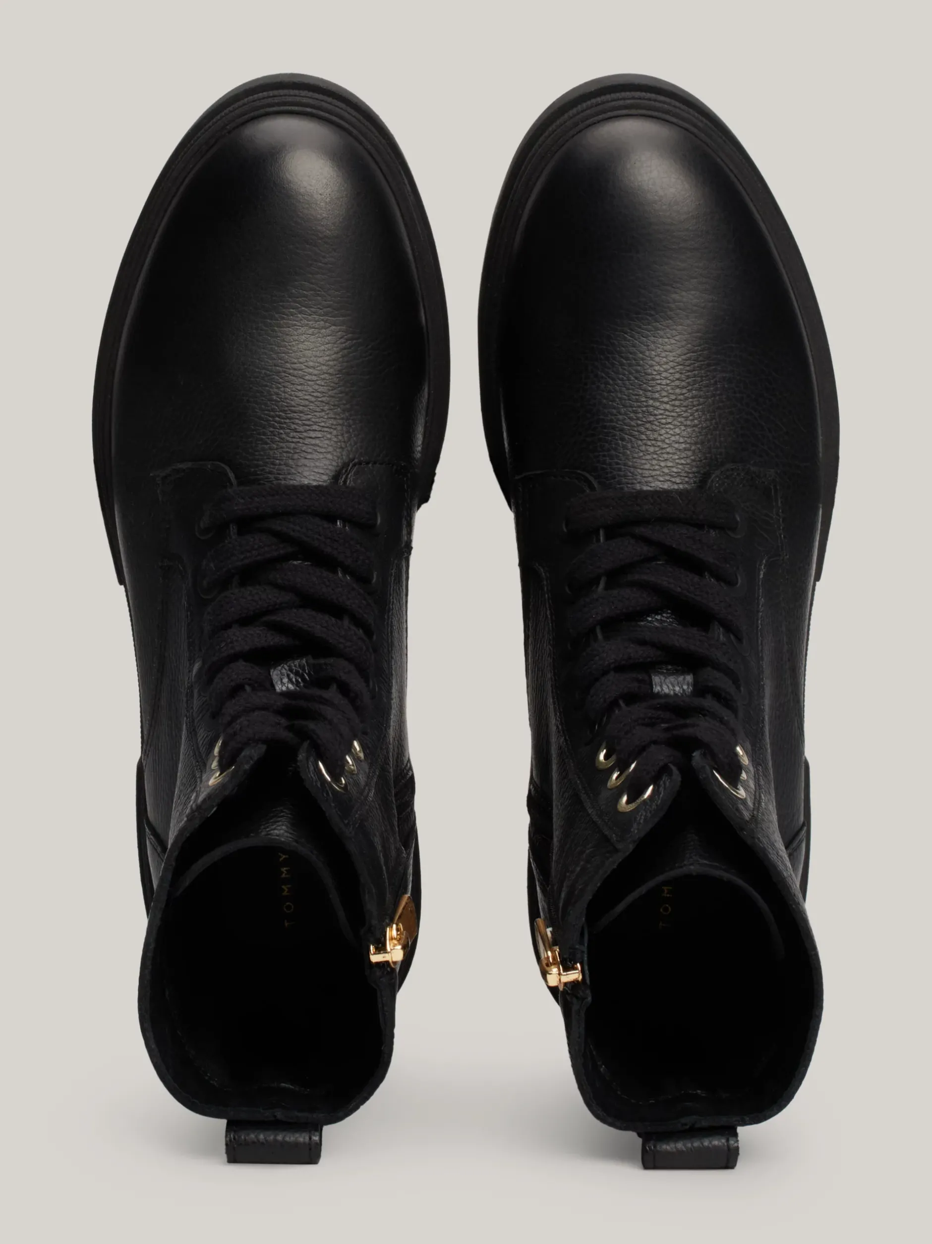 Sznurowane Botki|Botki*Tommy Hilfiger Sznurowane Botki Skórzane Nad Kostkę BLACK