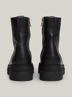 Sznurowane Botki|Botki*Tommy Hilfiger Sznurowane Botki Skórzane Nad Kostkę BLACK