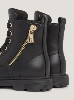 Obuwie I Akcesoria*Tommy Hilfiger Sznurowane Botki Typu Biker BLACK