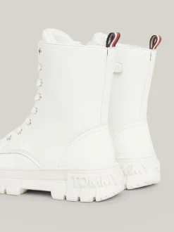 Obuwie I Akcesoria*Tommy Hilfiger Sznurowane Botki Typu Biker Na Grubej Podeszwie IVORY
