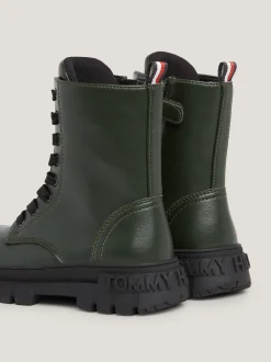 Obuwie I Akcesoria*Tommy Hilfiger Sznurowane Botki Typu Biker Na Grubej Podeszwie DARK OLIVE GREEN