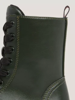 Obuwie I Akcesoria*Tommy Hilfiger Sznurowane Botki Typu Biker Na Grubej Podeszwie DARK OLIVE GREEN