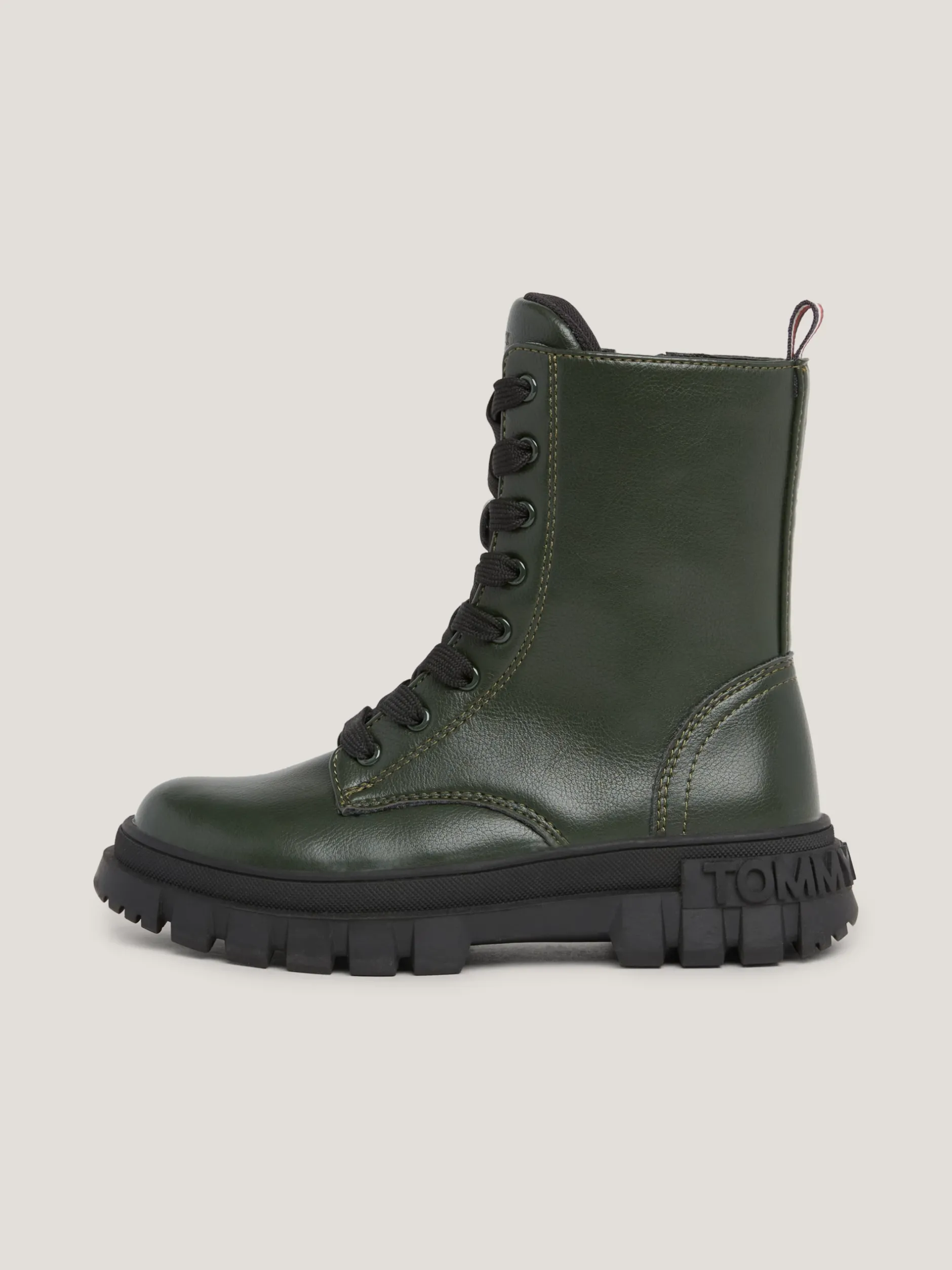 Obuwie I Akcesoria*Tommy Hilfiger Sznurowane Botki Typu Biker Na Grubej Podeszwie DARK OLIVE GREEN