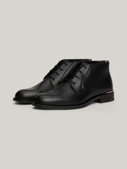 Buty Wizytowe|Buty Sznurowane*Tommy Hilfiger Sznurowane Buty Do Kostki Ze Skóry BLACK