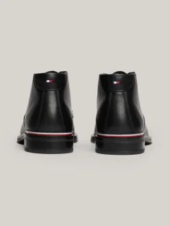 Buty Wizytowe|Buty Sznurowane*Tommy Hilfiger Sznurowane Buty Do Kostki Ze Skóry BLACK