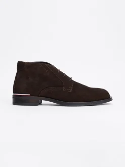 Buty Wizytowe|Buty Sznurowane*Tommy Hilfiger Sznurowane Buty Do Kostki Z Zamszu DARK COFFEE