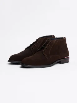 Buty Wizytowe|Buty Sznurowane*Tommy Hilfiger Sznurowane Buty Do Kostki Z Zamszu DARK COFFEE