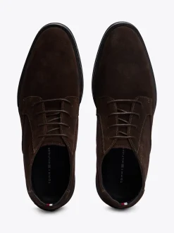 Buty Wizytowe|Buty Sznurowane*Tommy Hilfiger Sznurowane Buty Do Kostki Z Zamszu DARK COFFEE