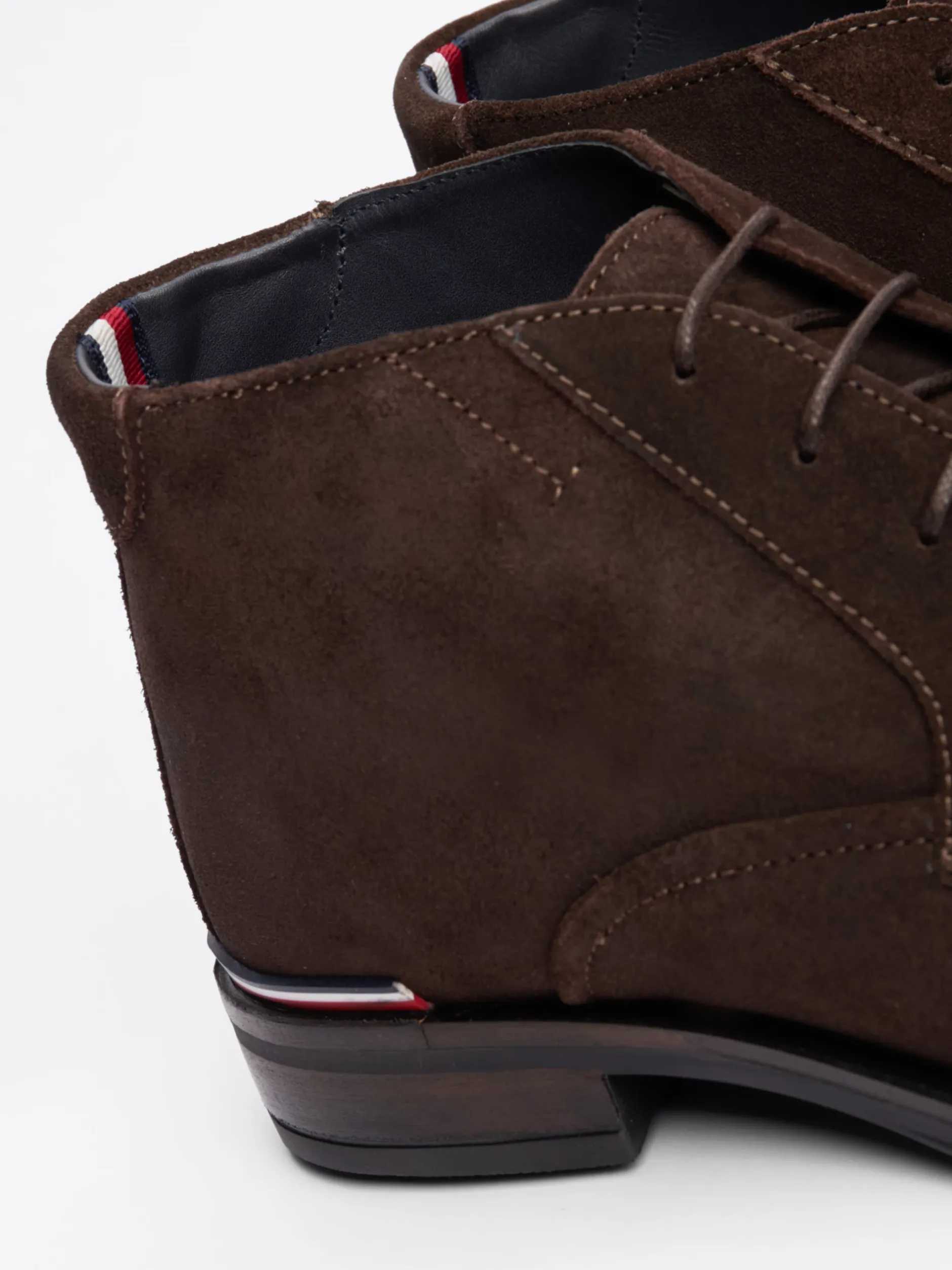 Buty Wizytowe|Buty Sznurowane*Tommy Hilfiger Sznurowane Buty Do Kostki Z Zamszu DARK COFFEE