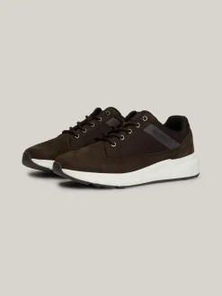 Sneakersy*Tommy Hilfiger Sznurowane Buty Hybrydowe Ze Skóry DARK COFFEE