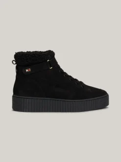 Sznurowane Botki|Botki*Tommy Hilfiger Sznurowane Buty Ze Skóry Z Ciepłą Wyściółką BLACK