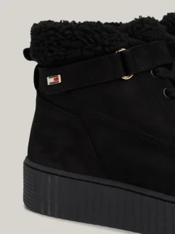 Sznurowane Botki|Botki*Tommy Hilfiger Sznurowane Buty Ze Skóry Z Ciepłą Wyściółką BLACK