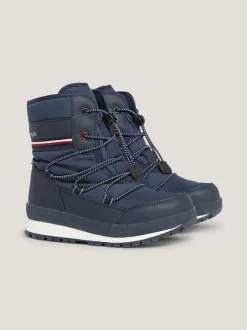 Obuwie I Akcesoria*Tommy Hilfiger Sznurowane Kozaki Z Sygnowaną Tasiemką BLUE