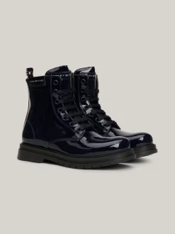 Obuwie I Akcesoria*Tommy Hilfiger Sznurowane Lakierowane Buty Do Kostki BLUE