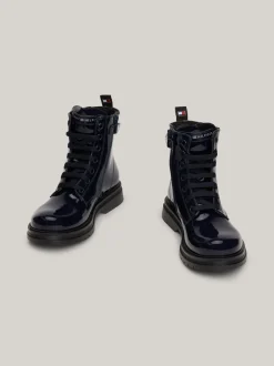 Obuwie I Akcesoria*Tommy Hilfiger Sznurowane Lakierowane Buty Do Kostki BLUE