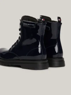 Obuwie I Akcesoria*Tommy Hilfiger Sznurowane Lakierowane Buty Do Kostki BLUE