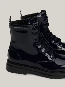 Obuwie I Akcesoria*Tommy Hilfiger Sznurowane Lakierowane Buty Do Kostki BLUE