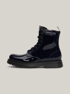 Obuwie I Akcesoria*Tommy Hilfiger Sznurowane Lakierowane Buty Do Kostki BLUE