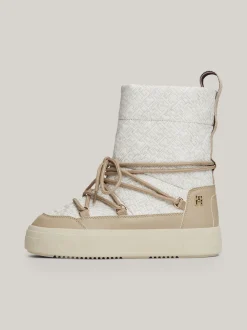 Botki*Tommy Hilfiger Sznurowane śniegowce TH Monogram BEIGE