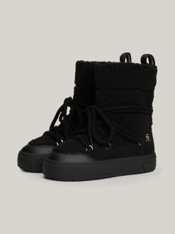 Botki*Tommy Hilfiger Sznurowane śniegowce Z Ciepłą Wyściółką BLACK