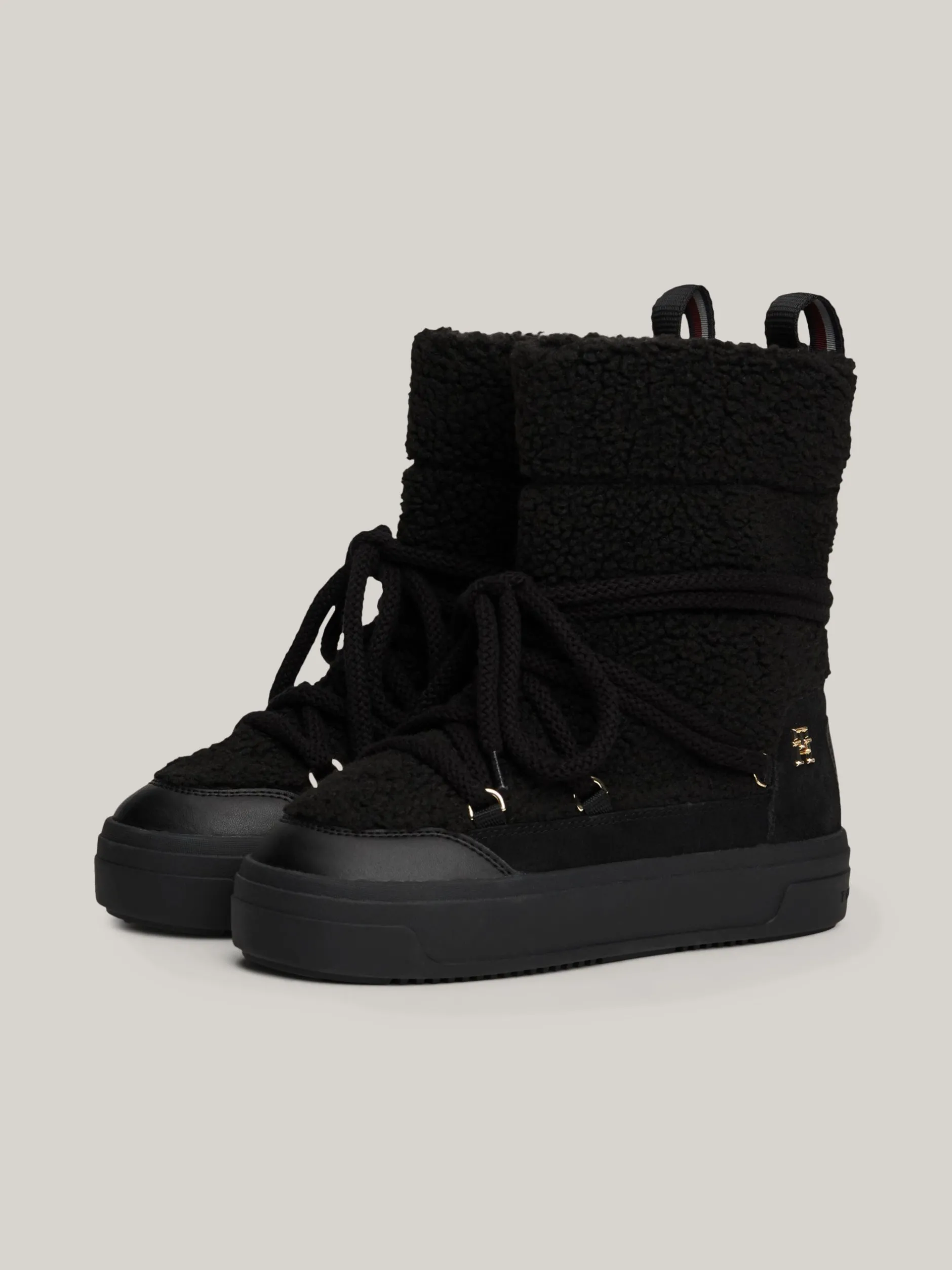 Botki*Tommy Hilfiger Sznurowane śniegowce Z Ciepłą Wyściółką BLACK