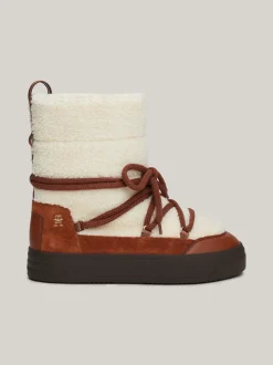 Botki*Tommy Hilfiger Sznurowane śniegowce Z Ciepłą Wyściółką COGNAC BROWN